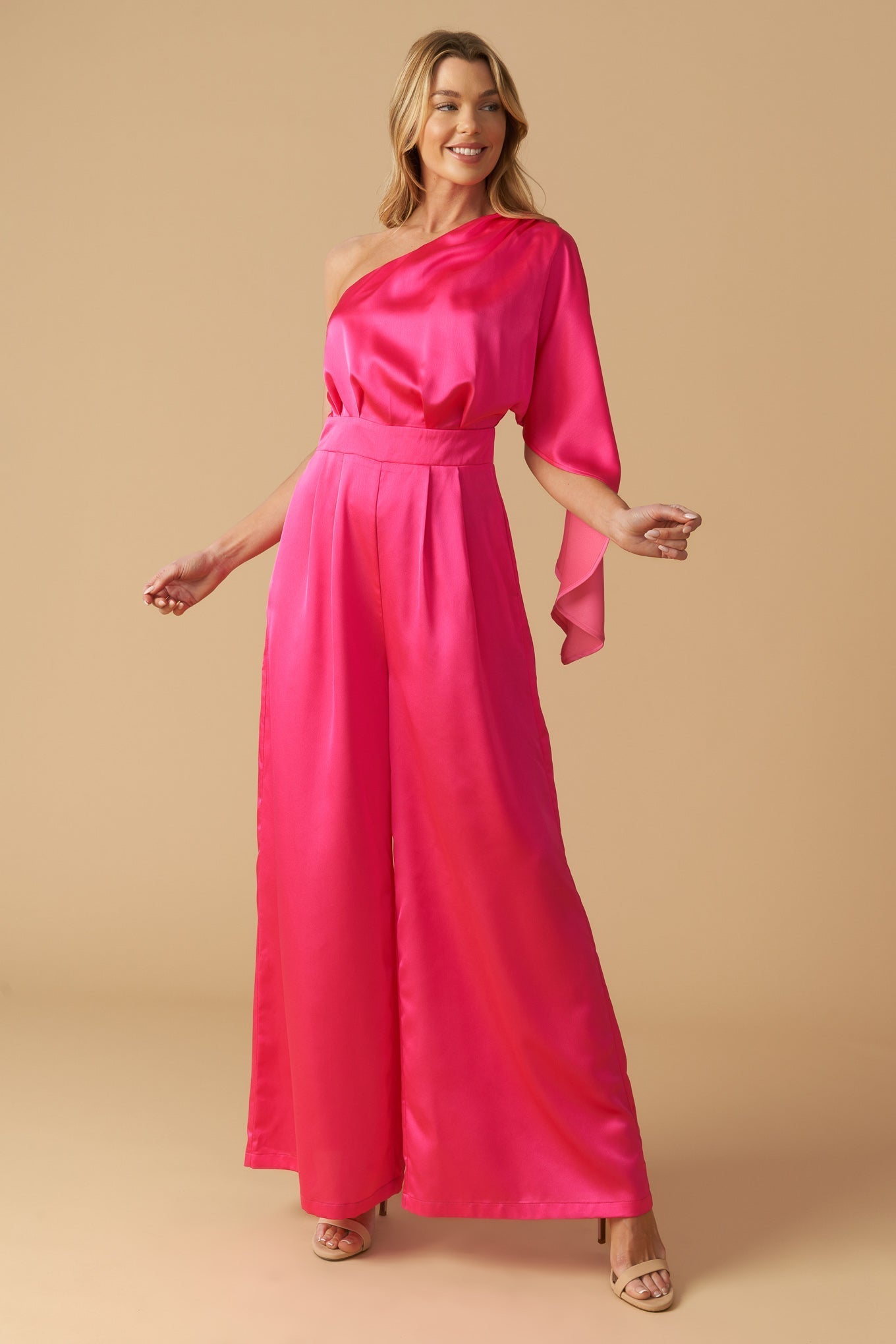 DOWN MEMORY LANE WOVEN SATIN JUMPSUIT Flying Tomato